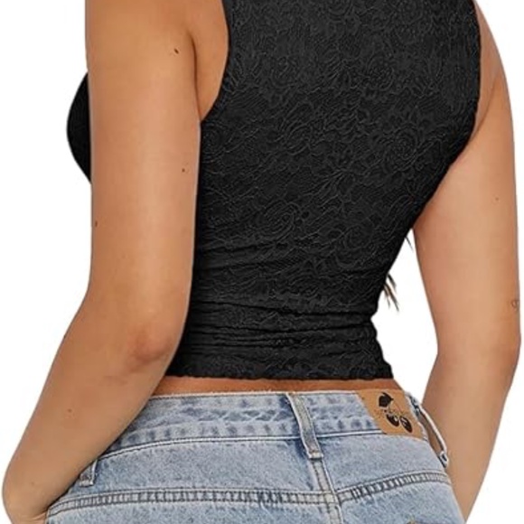 Lace Cropped Tank - Picture 2 of 3